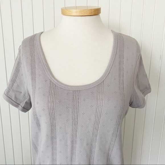 NWT Madewell Gray (Grey) Eyelet Short Sleeve Top Size Medium - Picture 2 of 12
